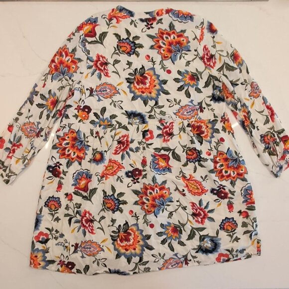 Old Navy Sz XL White AOP Floral Swing Babydoll Dress Boho Pleated Peasant Fairy - Picture 7 of 10